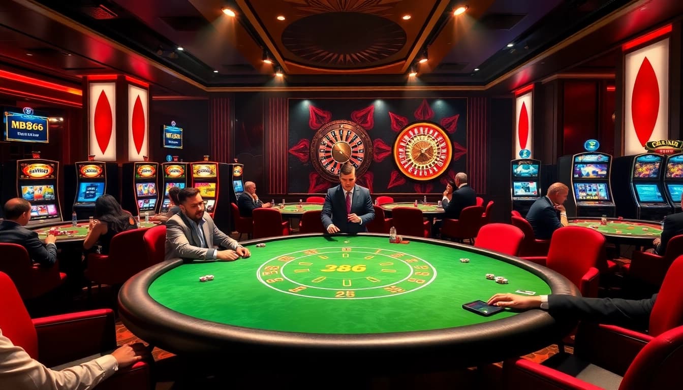 Experience the excitement of MB66 with players in an upscale casino setting.