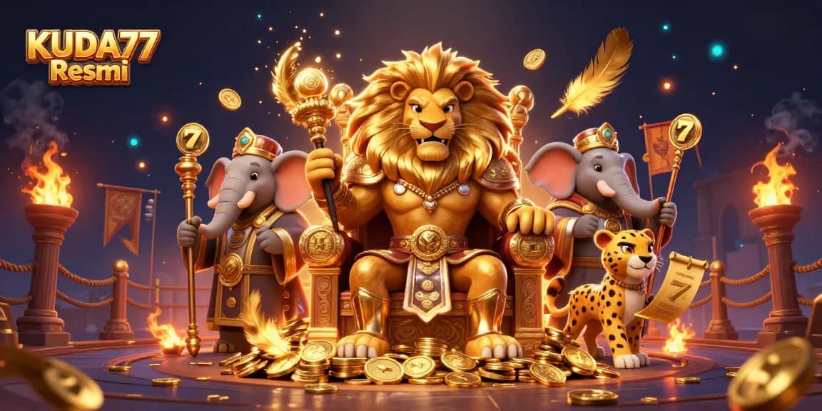 Gambarlah KUDA77 Resmi dengan Raja Singa dan Elemen Slot yang Menggembirakan.