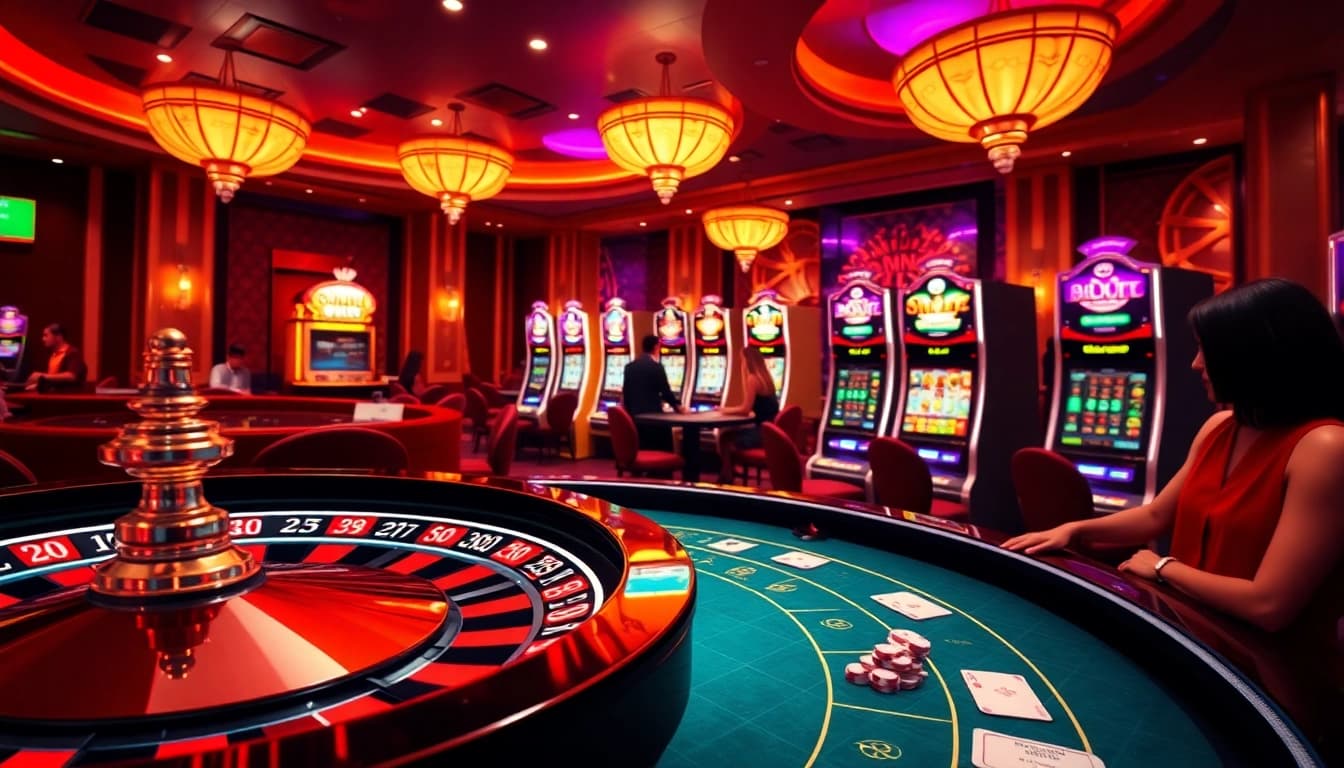 Players enjoying the excitement of pahala4d with vibrant casino elements and action.