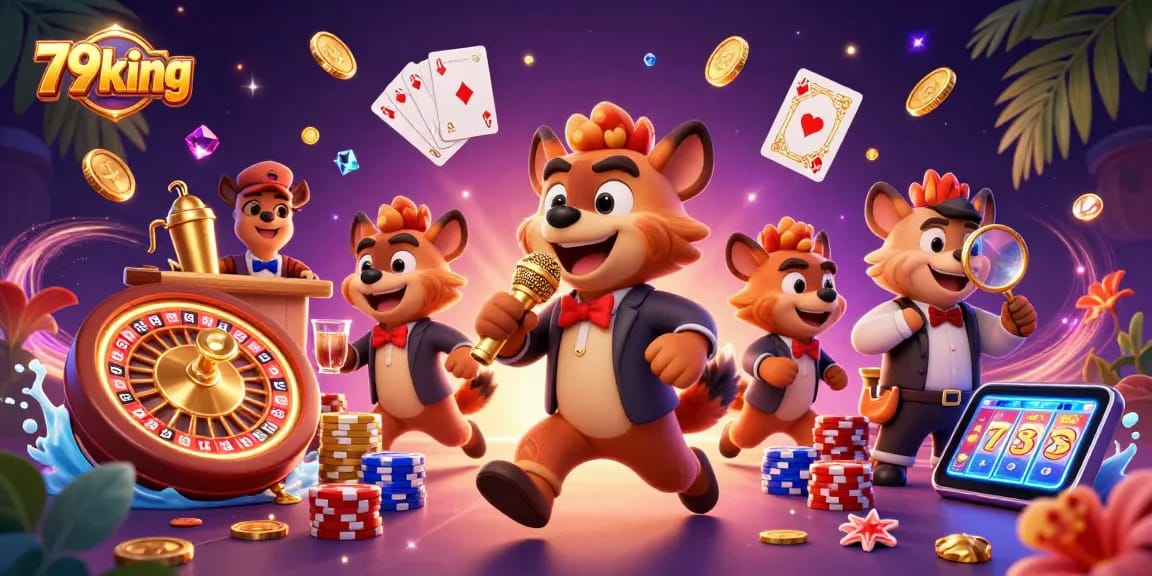 Enjoy thrilling entertainment at 79king with a lively casino scene featuring hyenas!