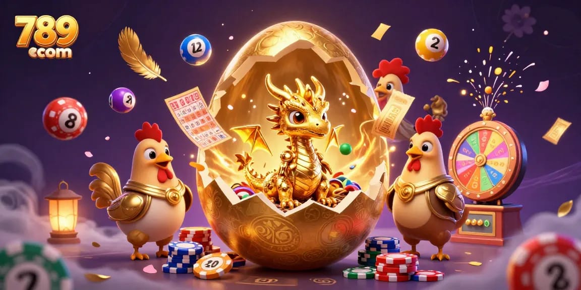 Experience thrilling wins at 789win com with a vibrant 3D casino scene featuring a baby dragon and golden poker chips.