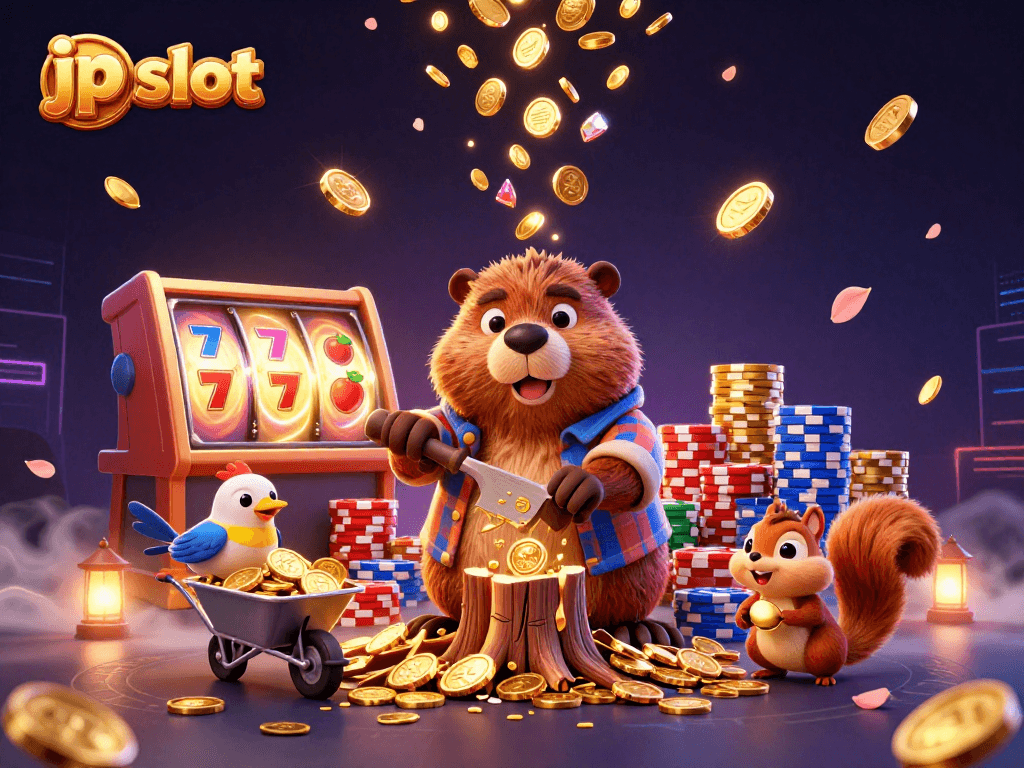 Experience the excitement of jp slot with vibrant golden coins, lucky sevens, and dynamic cartoon characters!