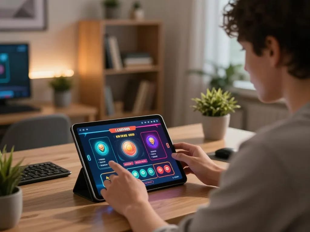 Person immerses in the LC88VINA app for an exciting online casino gaming experience.