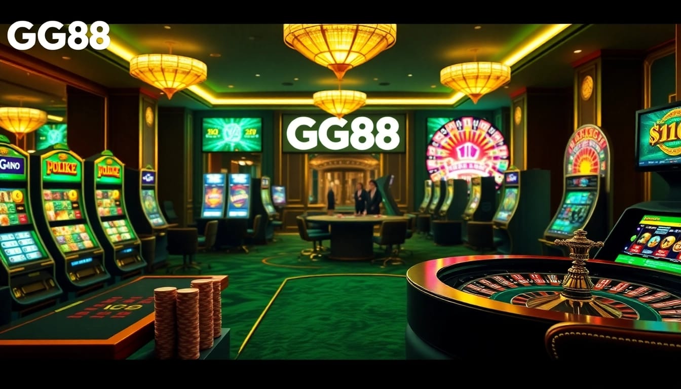 Experience the excitement of GG88 online gaming with vibrant casino visuals.