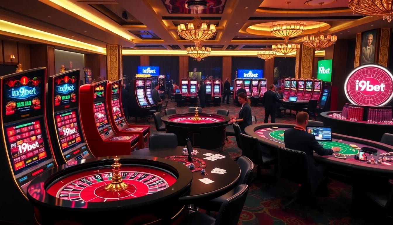 i9bet players engaging in thrilling online casino gaming with vibrant visuals.