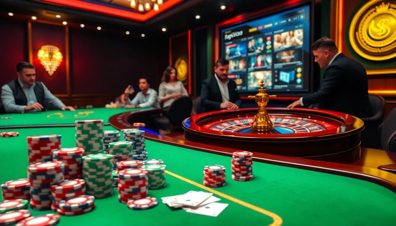 Players enjoying a high-stakes game at Ga6789's luxurious online casino.