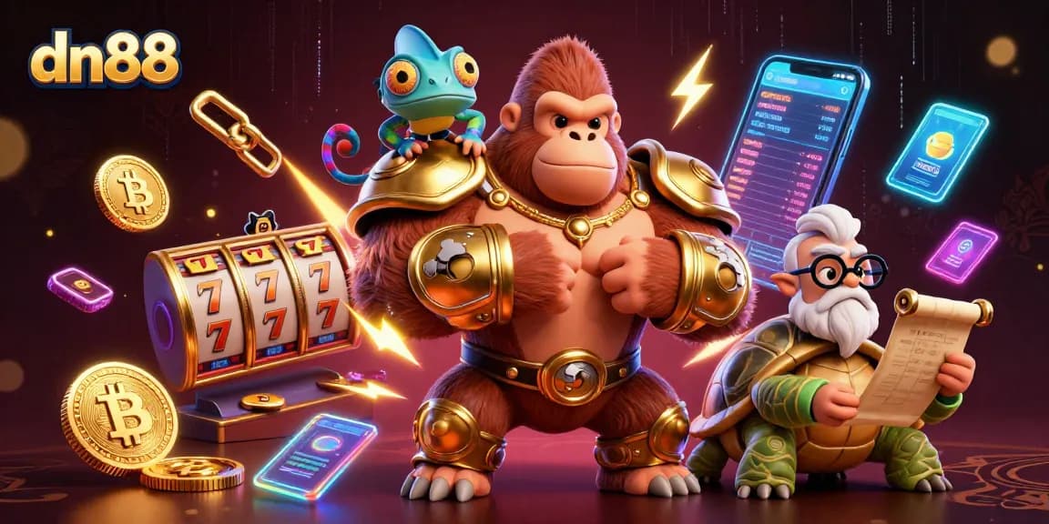 Engage with the dynamic world of dn88 online gaming featuring vibrant slot reels and captivating characters.