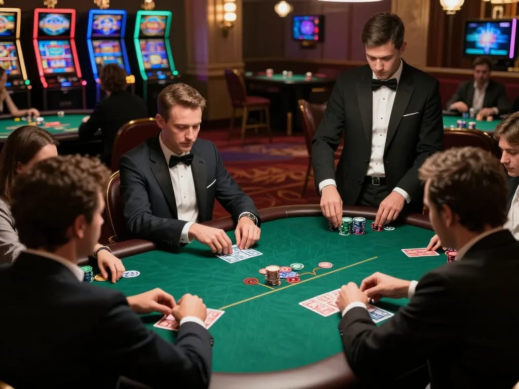 Rik vip players strategizing at an upscale poker table, showcasing luxury and skill.