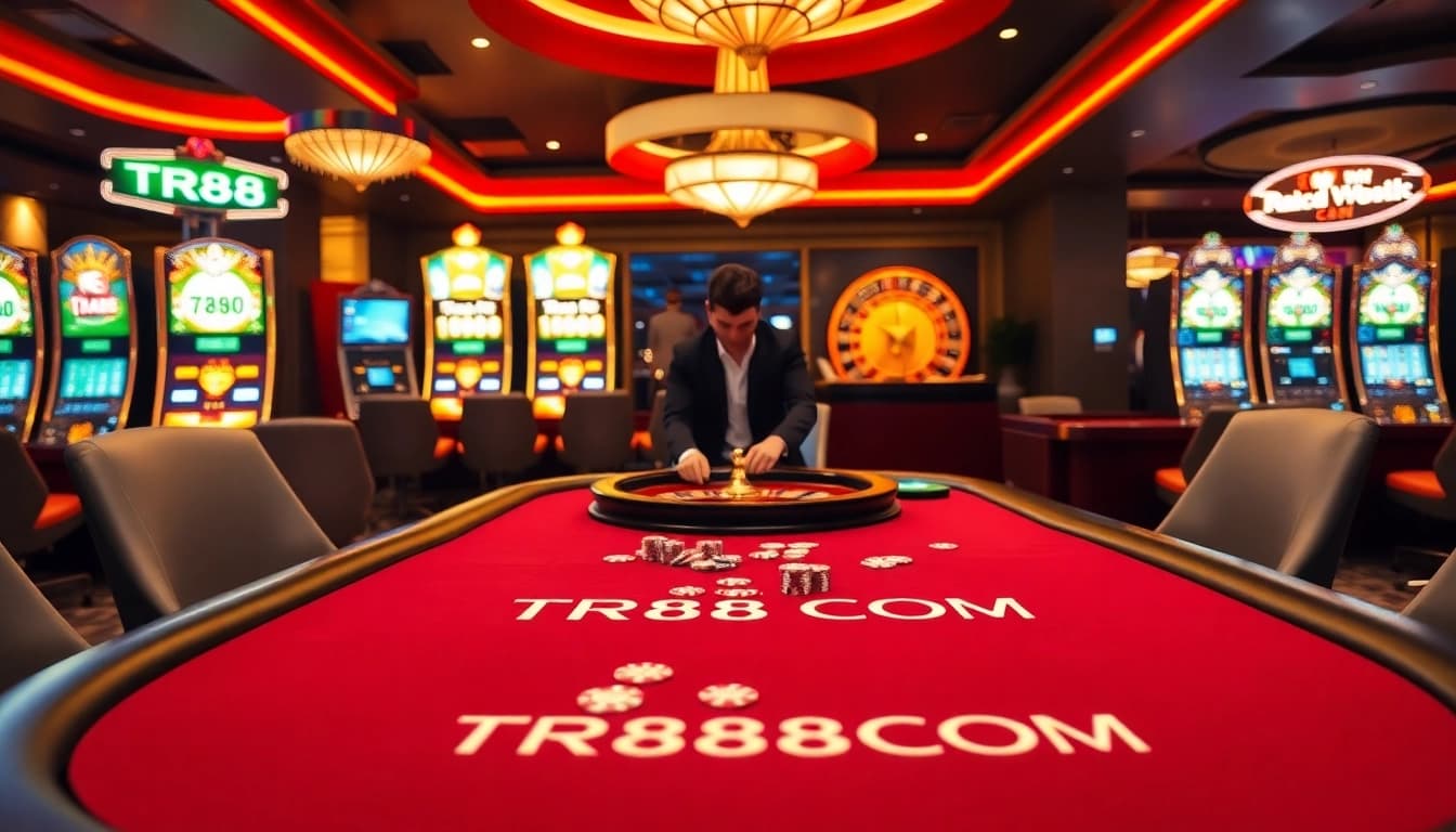 Experience the thrill of TR88 COM's premium casino games with vibrant tables and engaging atmosphere.