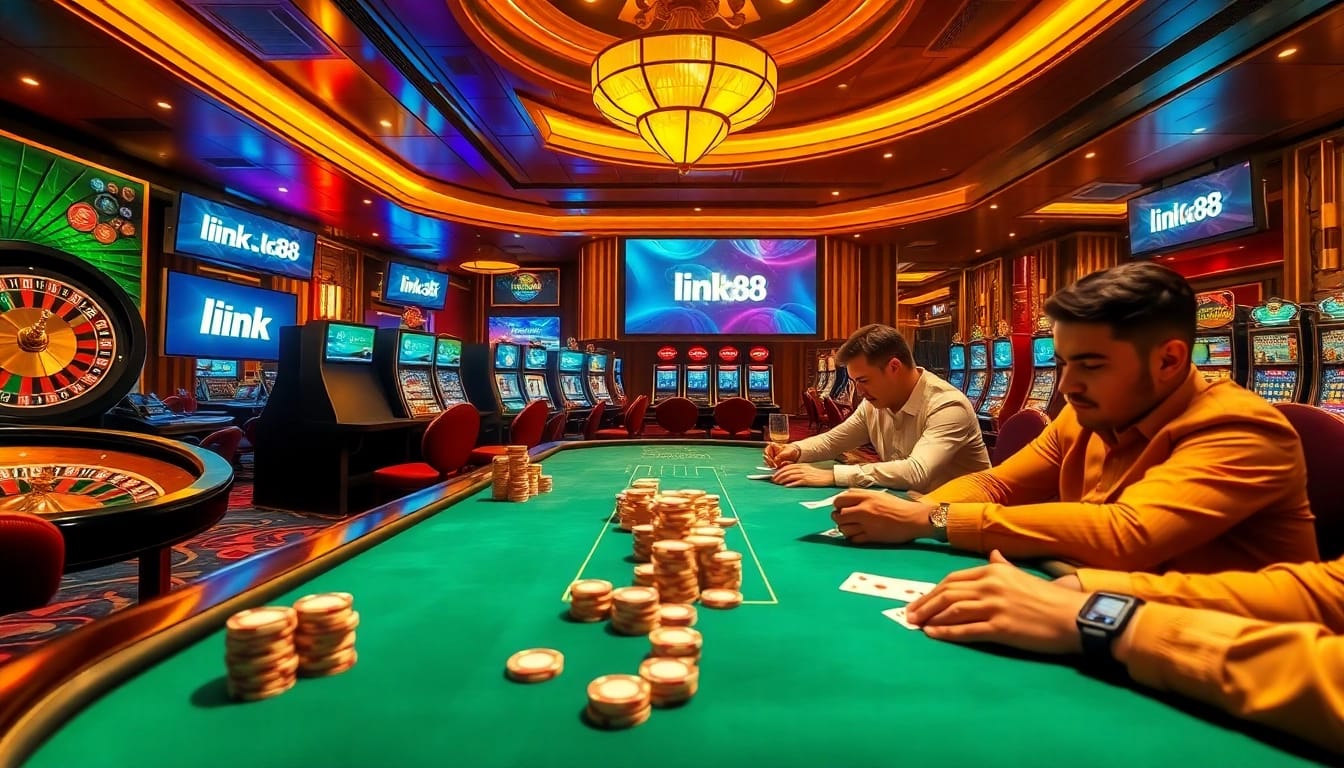 Join the excitement of gambling at LC88 with thrilling poker chips and a vibrant atmosphere.