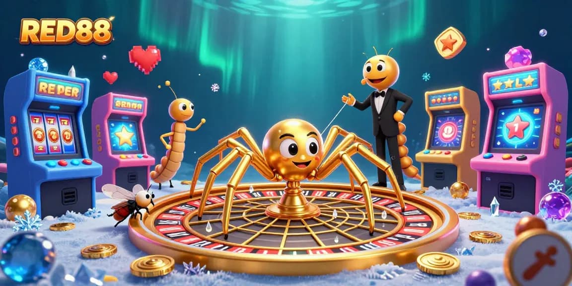 RED88 engages players with a thrilling spinning roulette wheel featuring a golden spider.