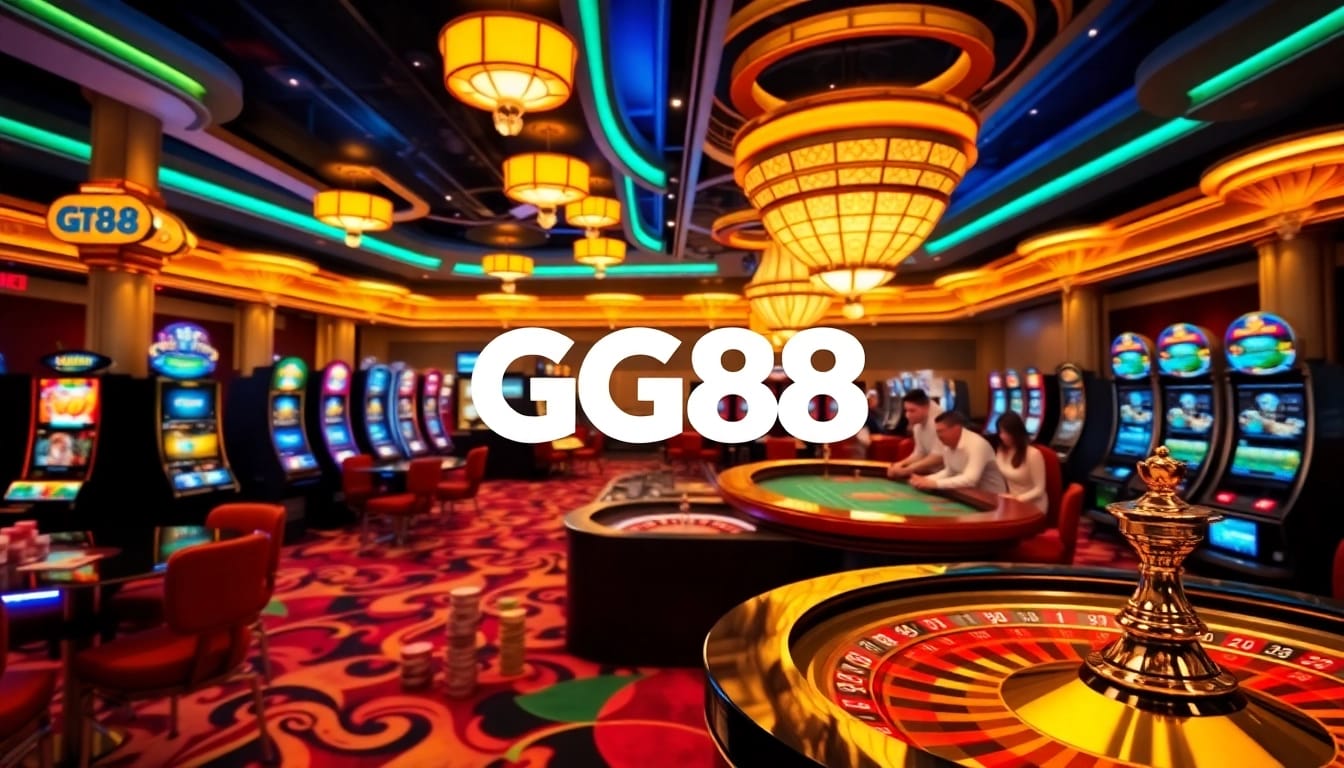 Experience the thrill of NHÀ CÁI GG88 with luxurious casino tables and vibrant gaming action.