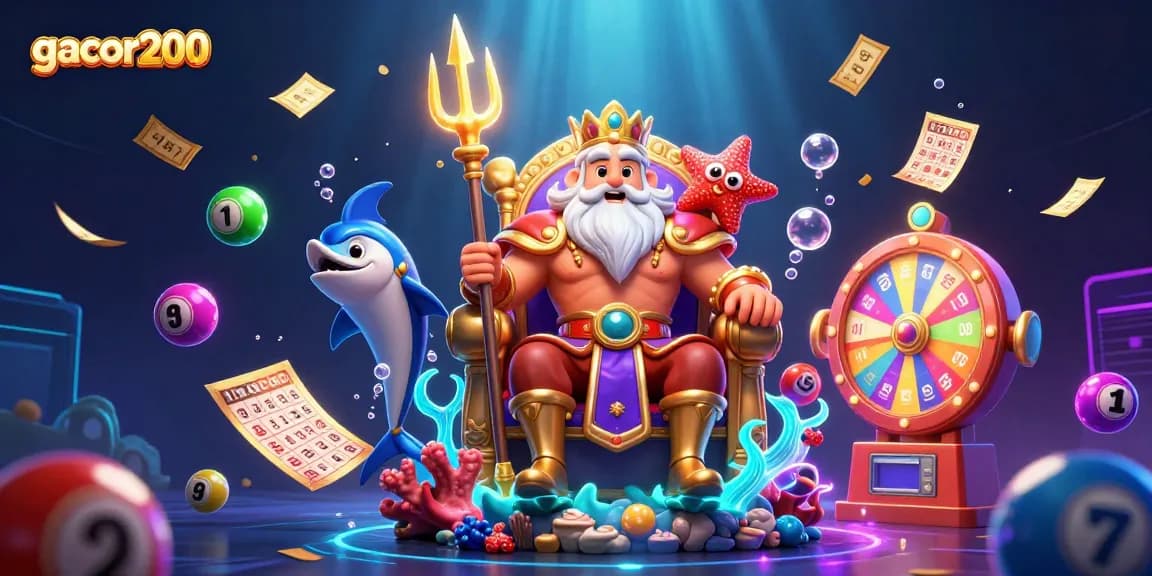 Experience gaming excitement with gacor200's vibrant lottery scene featuring Neptune and dynamic elements.