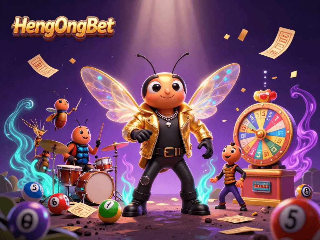 Experience the thrill of HengOngBet with a vibrant 3D illustration of exciting lottery elements.
