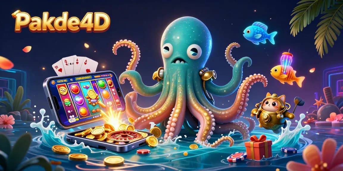 Experience thrilling gameplay with Pakde4D as the kraken reveals golden treasures among spinning slots.