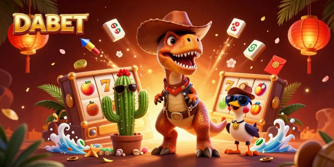 DABET offers exciting slot games with cartoon characters and vibrant themes, creating a fun atmosphere.
