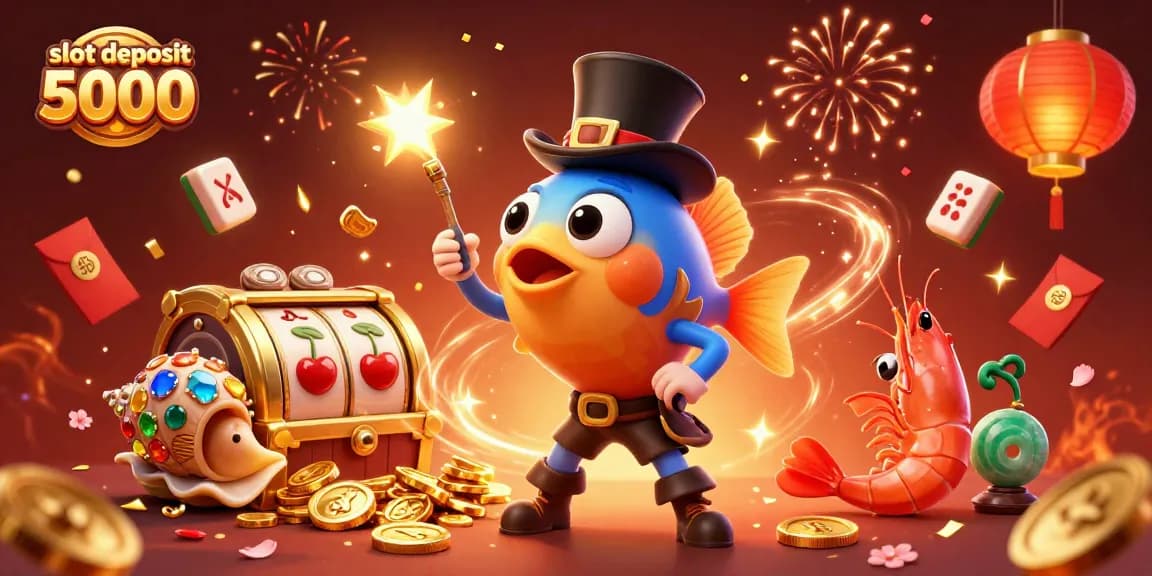 Engage in thrilling gaming with slot deposit 5000, featuring lively characters and dynamic casino elements.