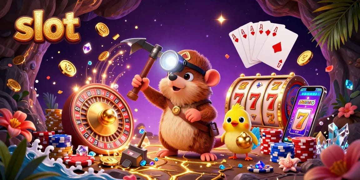 Engage with slot machines featuring cascading reels and vibrant treasures, captured in a thrilling gaming scene.