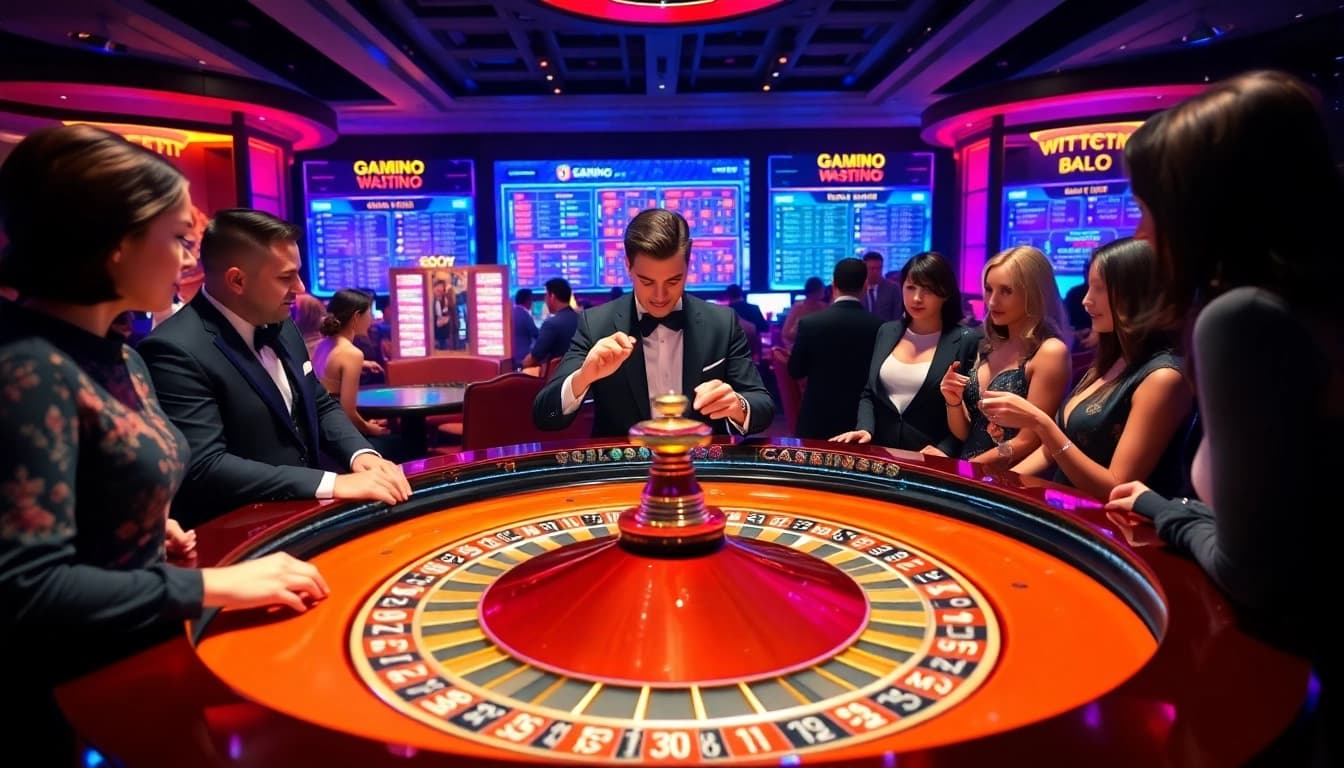 Players engage in thrilling MK8 betting at a luxurious roulette table.