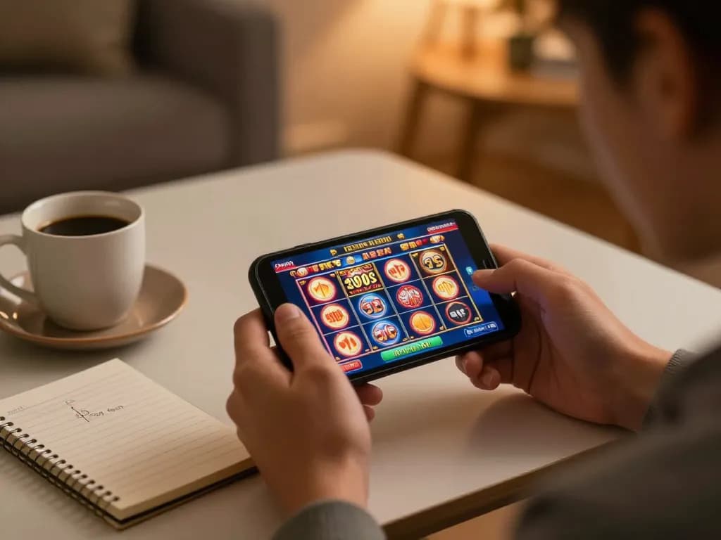 Exciting online gaming at u888 with a player using a smartphone to engage in thrilling slot action.