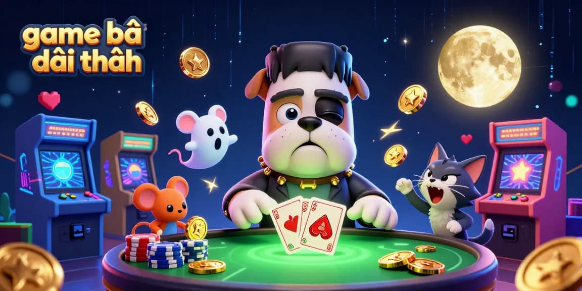 Engage in exciting game bài đổi thưởng with cartoon characters at a vibrant casino-themed table.