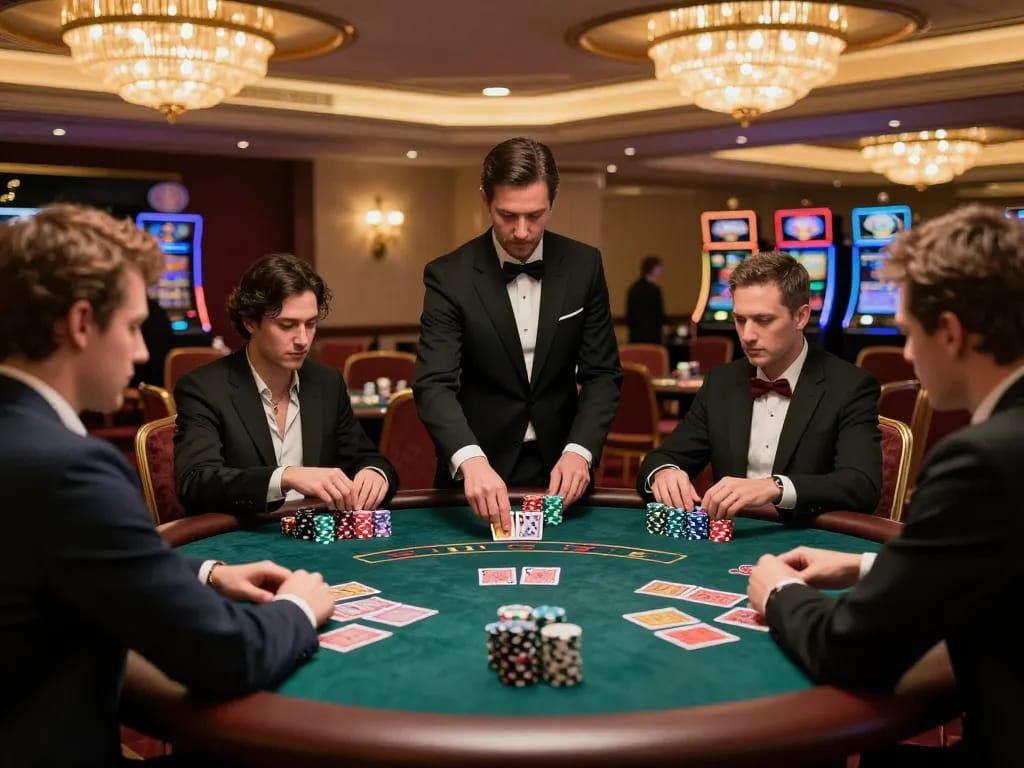 Players strategizing their bets at a blackjack table in tg88 casino environment
