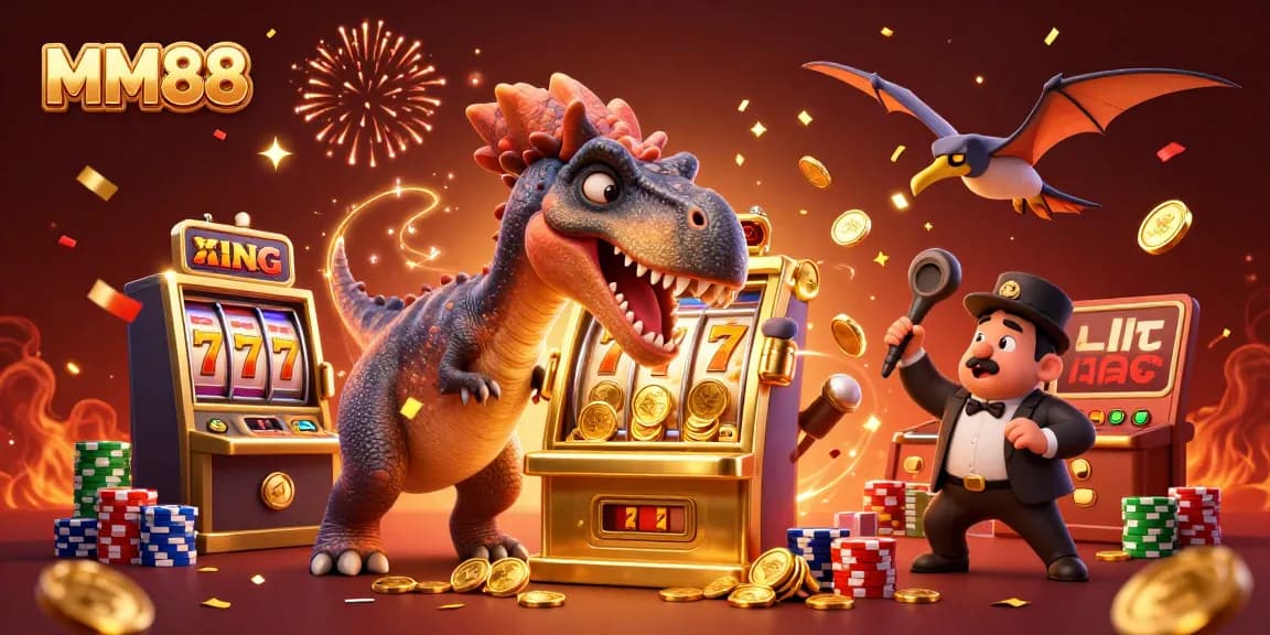 MM88 players enjoy a thrilling jackpot experience as characters celebrate big wins in a dynamic casino scene.