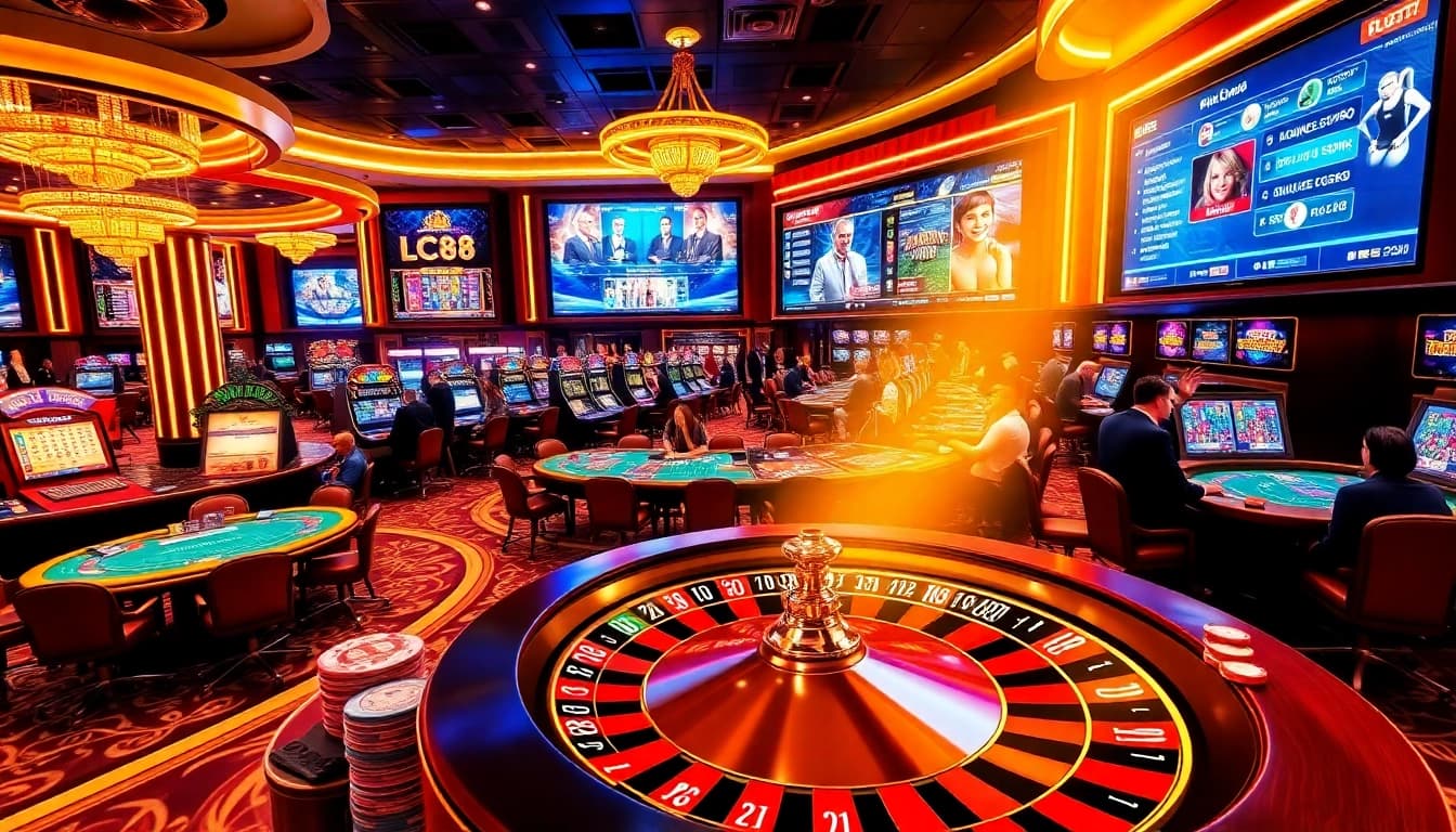 Experience thrilling casino action at LC88 COM featuring vibrant games and enthusiastic players.
