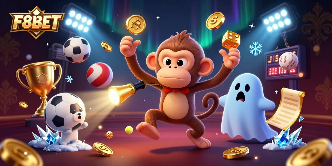 F8BET offers thrilling casino entertainment with dynamic visuals of a haunted game scene filled with gold.