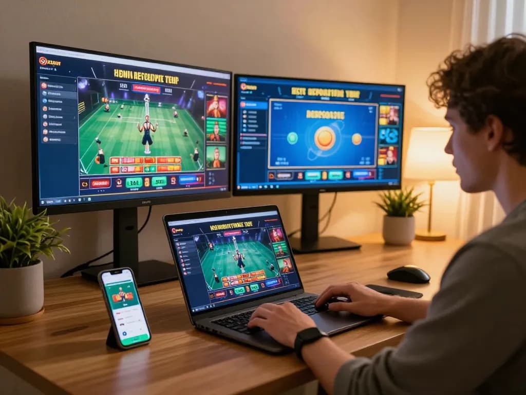 Engaged player strategizing for sunwin online gaming with live dealer on laptop