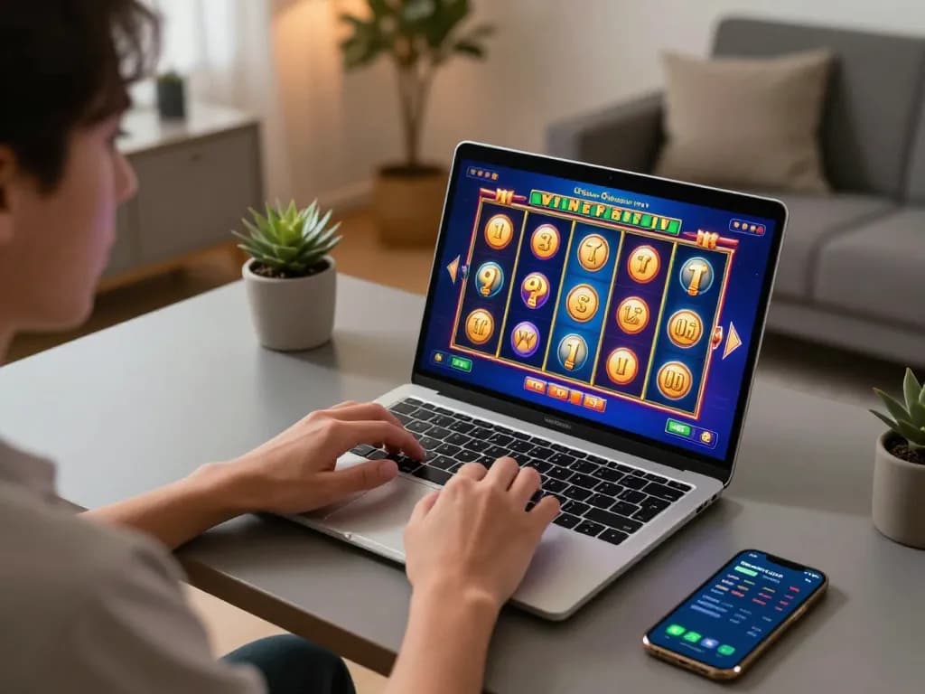 Engaging online gaming session featuring slot gacor hari ini, showcasing a player intensely focused on gameplay.