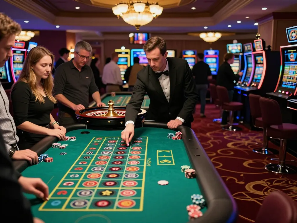Experience excitement at TG88 as players enjoy lively roulette gameplay amidst a vibrant casino atmosphere.