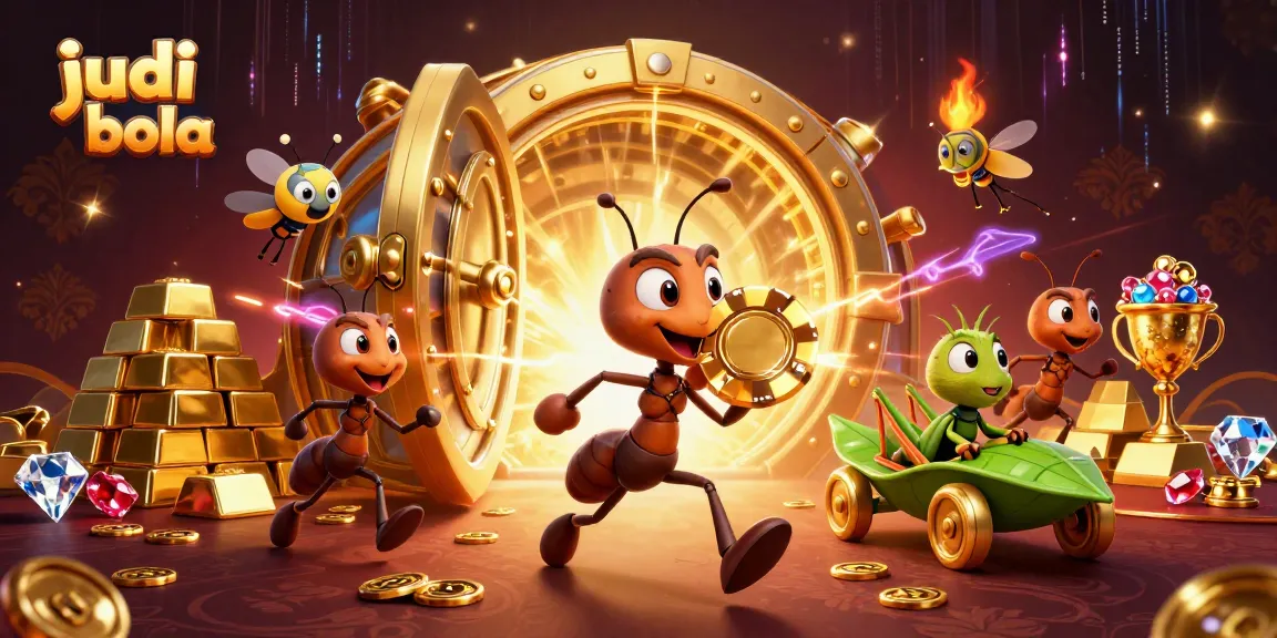 Engage in judi bola strategies with a vivid illustration of ants heisting a giant poker chip.
