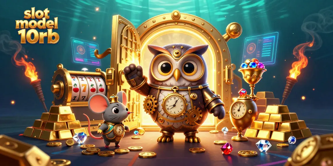 Experience thrilling gameplay with slot modal 10rb as a 3D cartoon time-traveler owl showcases riches in a vibrant casino.