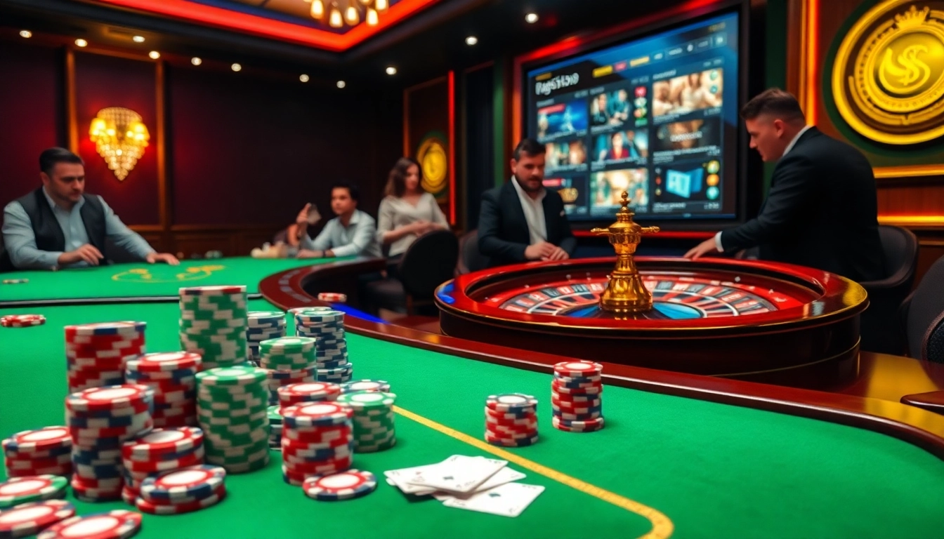 Players enjoying a high-stakes game at Ga6789's luxurious online casino.