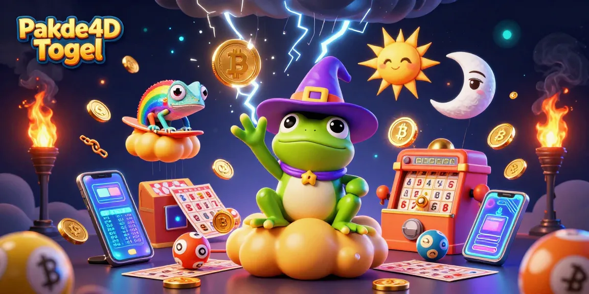 Engage with Pakde4D Togel's thrilling experience as the lucky frog conjures golden coins in a vibrant digital lottery scene.