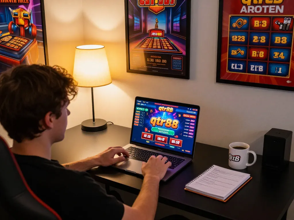 Engaging in online gaming at qtr88 with a vibrant setup and dynamic casino interface