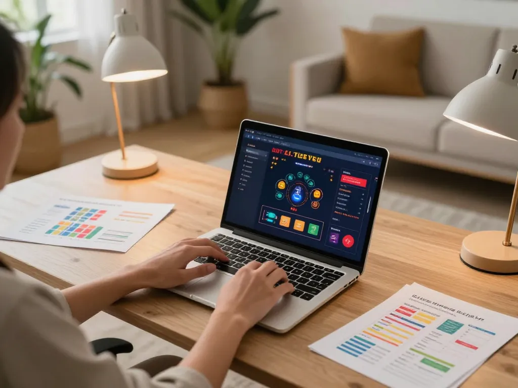 Engaging in strategic online gaming at a stylish setup, lv88seo featured on screen.