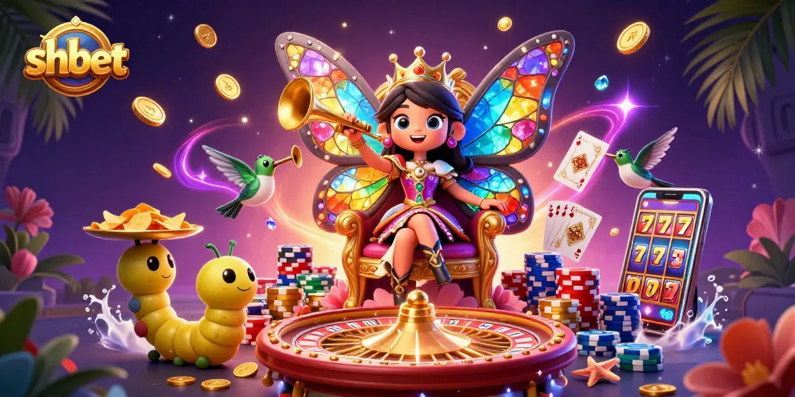 Experience shbet's vibrant casino adventure with sparkling gems and golden coins in a dynamic illustration.