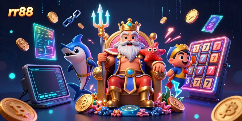 Experience thrilling gameplay with rr88, featuring vibrant cartoon characters and engaging gambling elements.