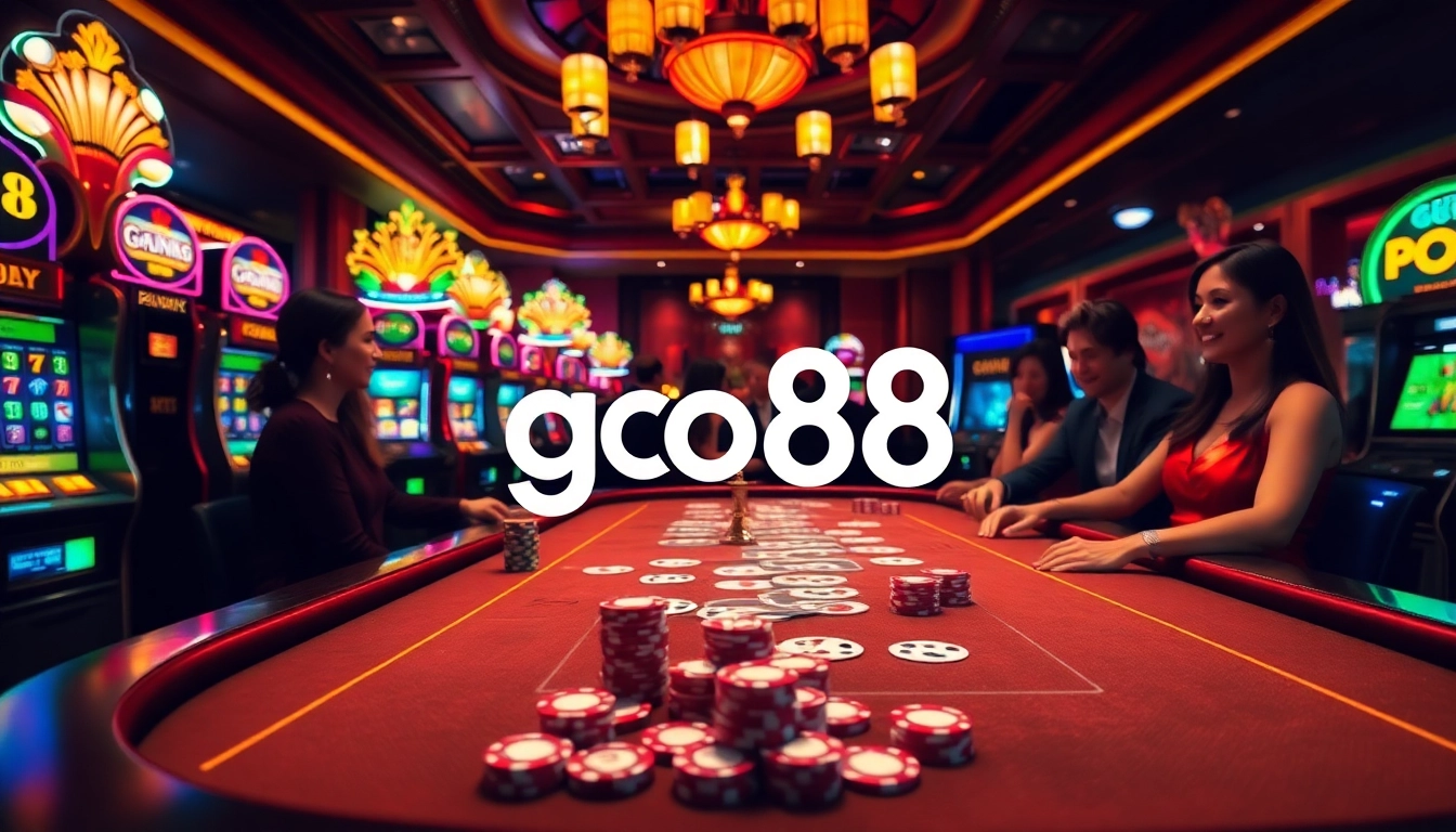 Exciting gaming moment at go88 casino, engaging players at poker and roulette tables.