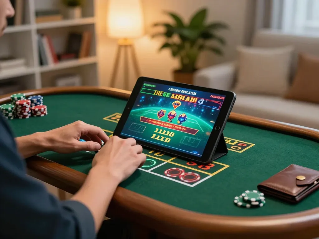 SX88 player enjoying a live dealer game on tablet in a cozy home setting.