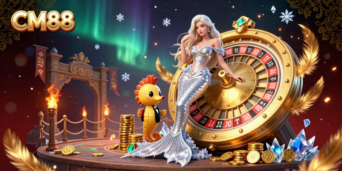 Join the excitement at CM88 casino with a vibrant 3D illustration of roulette and gaming elements.