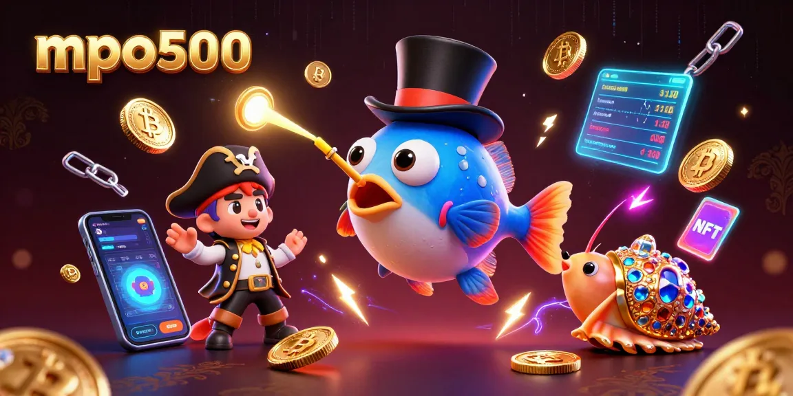 Join mpo500 to reel in golden coins with a 3D cartoon anglerfish in a vibrant casino scene.