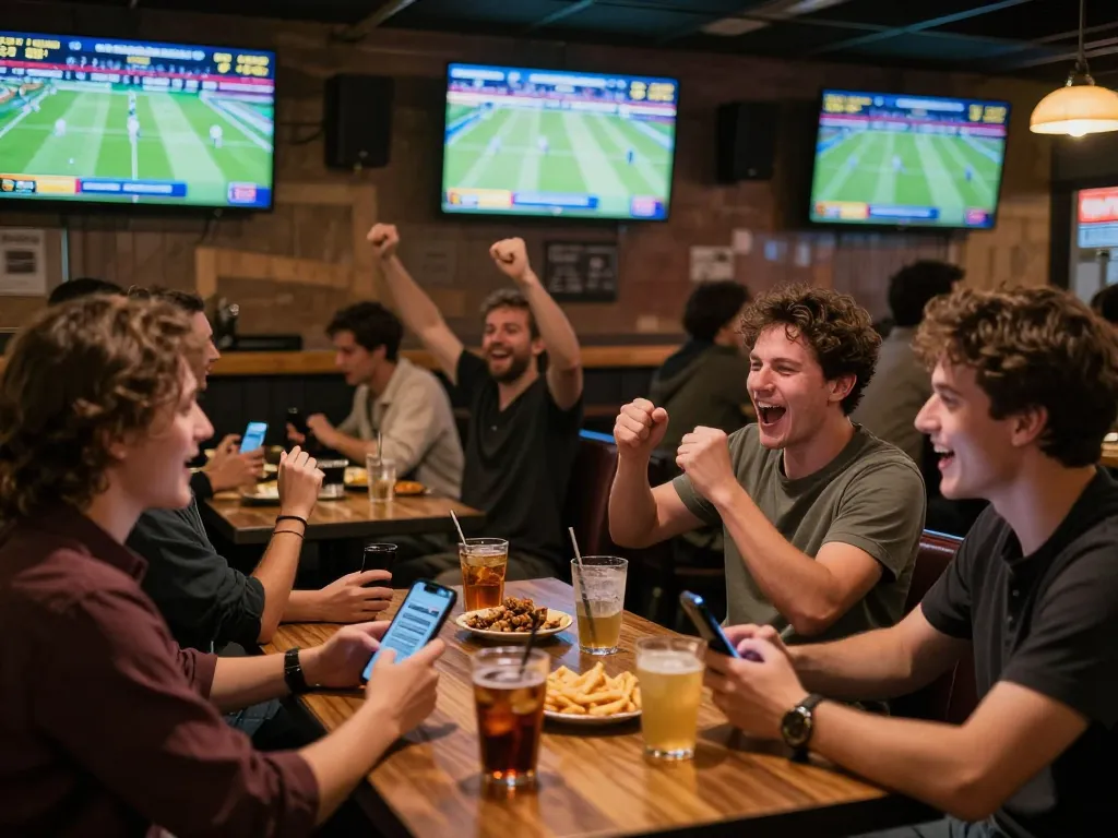 Experience the thrill of sports betting with 789F at a vibrant sports bar.