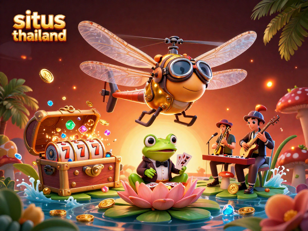 Experience the excitement of situs thailand with a dynamic casino scene featuring unique characters and rich visuals.