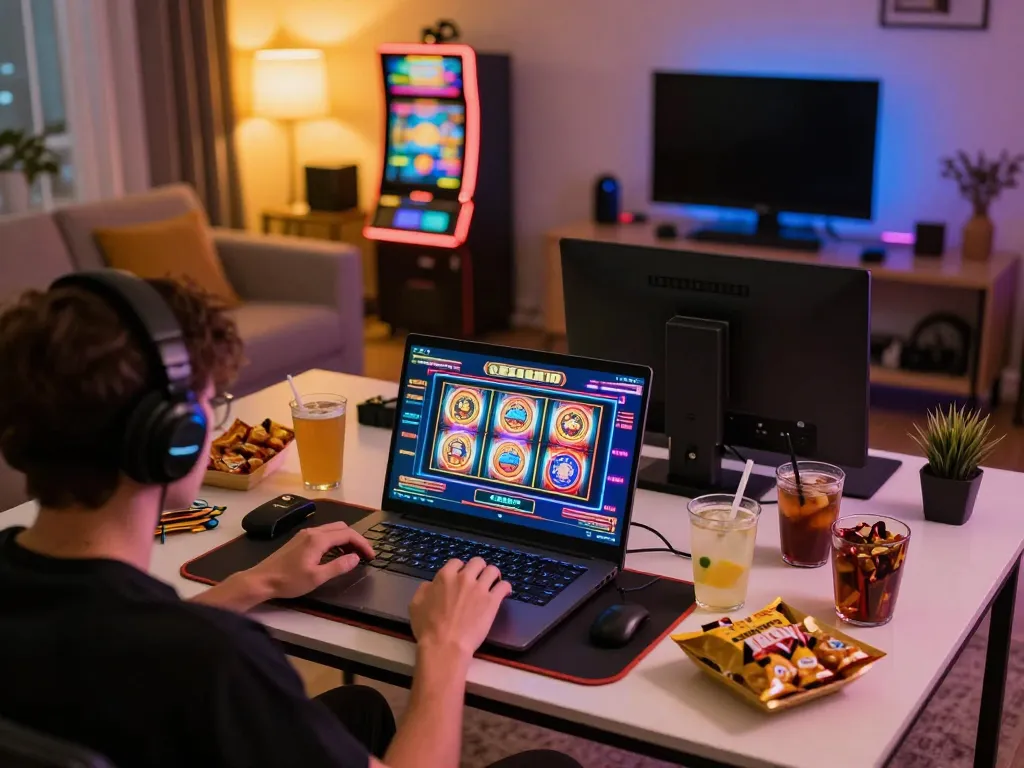 Engaged player on cm88 com enjoying online slots during a lively gaming session