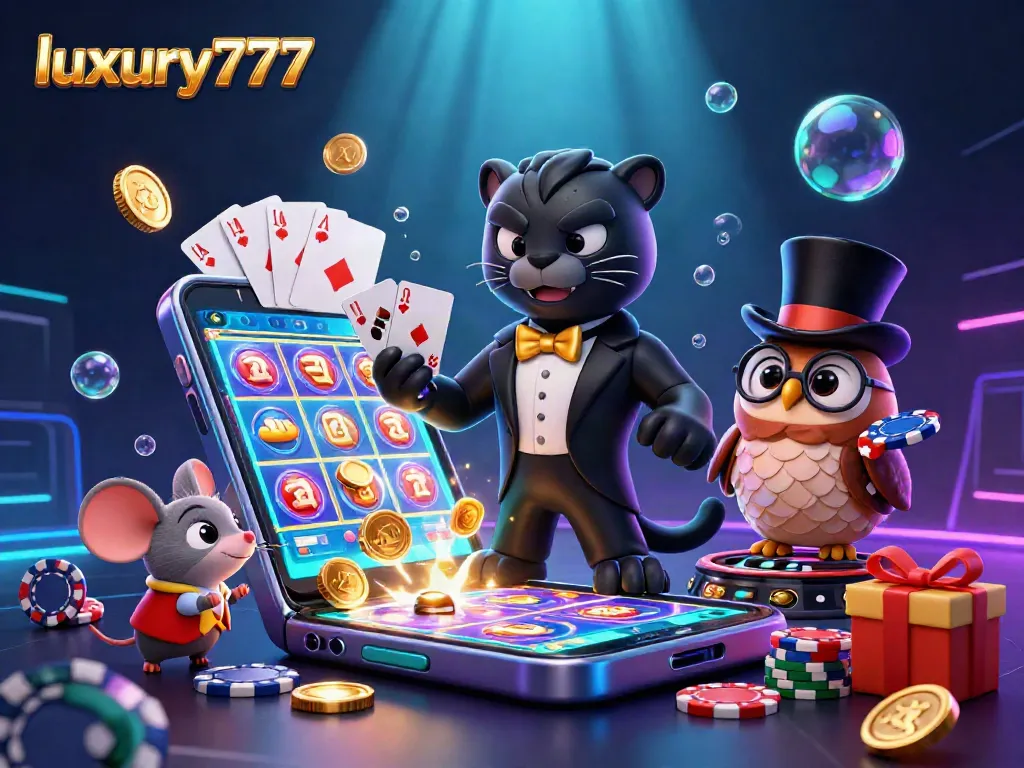 Engage with exciting luxury777 slot games and vibrant casino elements in a captivating scene.