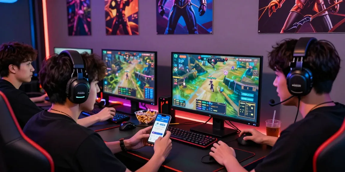 Raja Game login: Young adults engaging in interactive gaming, showcasing excitement in a vibrant atmosphere.