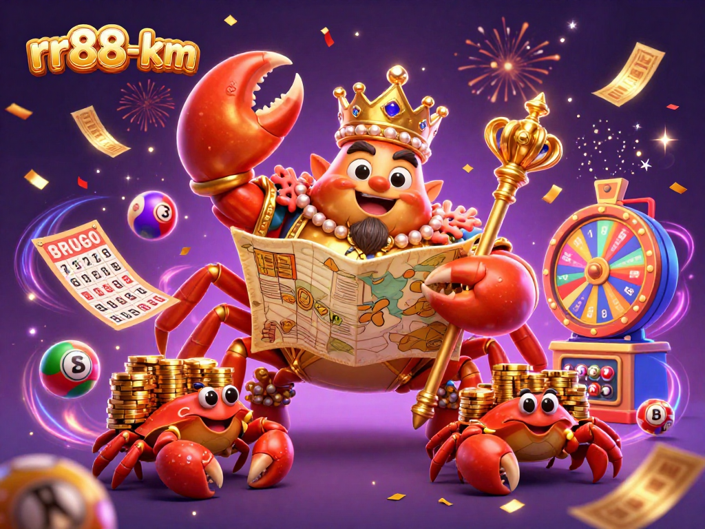Win big with rr88-km's colorful lottery scene featuring a golden crab emperor.